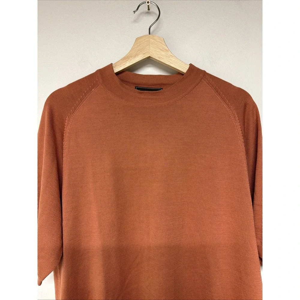 Johnston and Murphy Mens Sweater Size M Short Sleeve 100% Silk Casual Orange